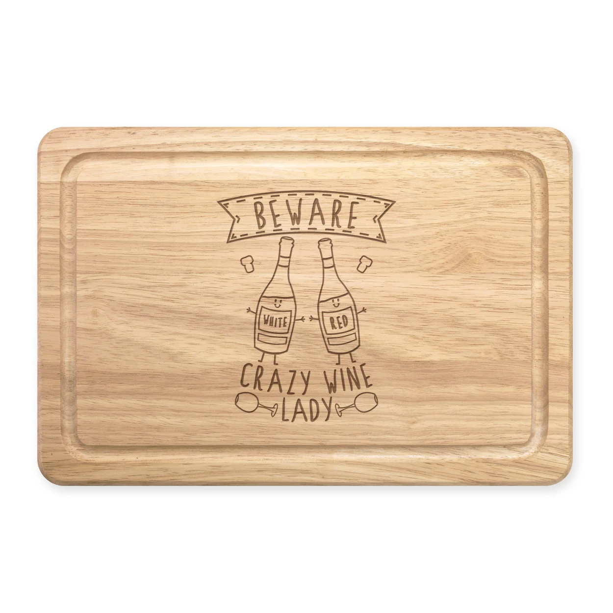 Crazy Wine Lady Care Rectangular Wooden Cutting Board - Fun