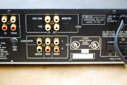 Carver CT 26V AV Preamplifier/Tuner Powers Up No signal Pass AS IS for parts - Picture 6 of 6