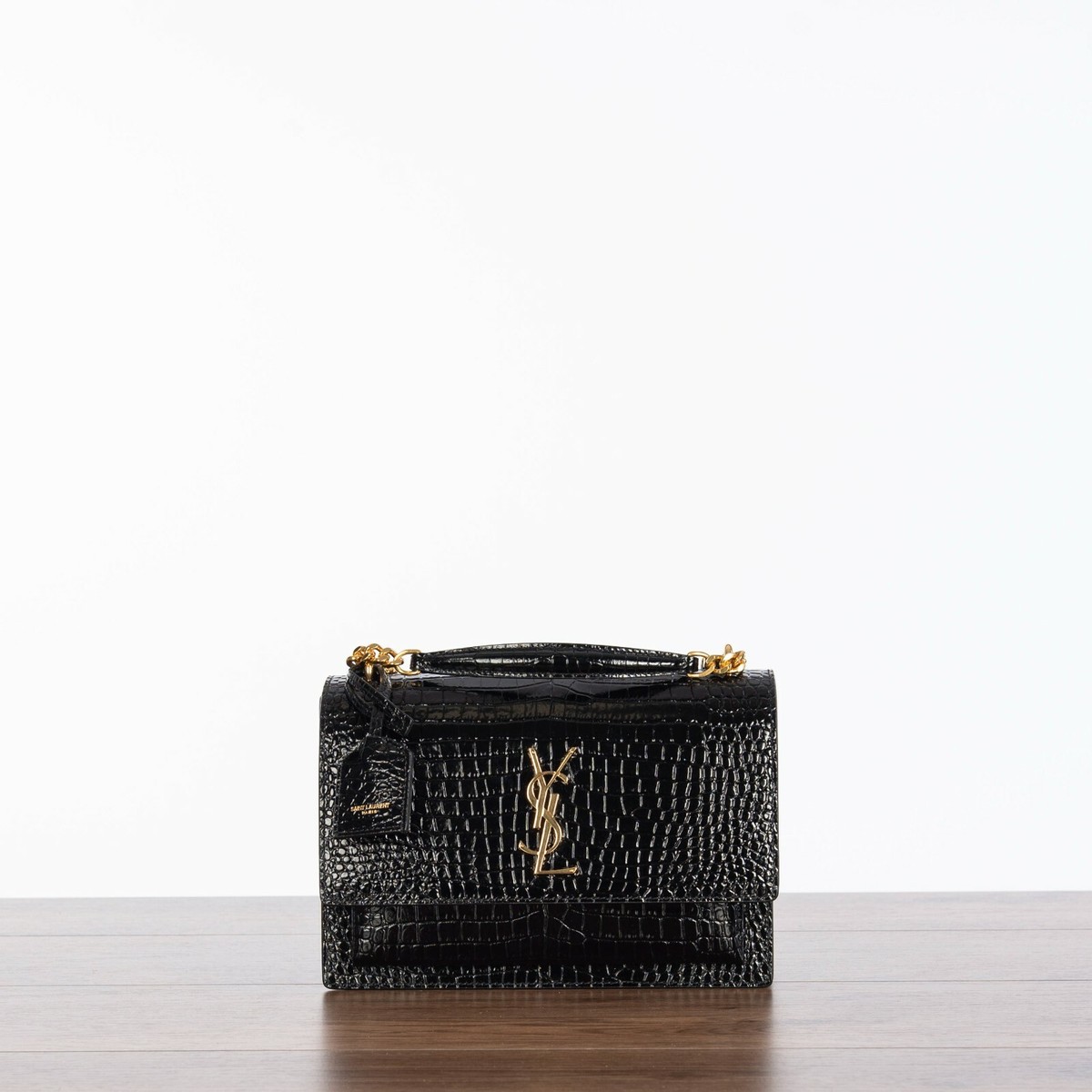 SAINT LAURENT 3050$ YSL Medium Sunset Bag - Black Croc
