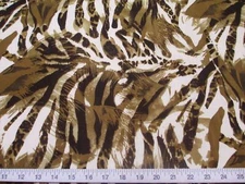 Fabric Printed Spandex Stretch Big Cat tiger Stripe Olive Brown E201