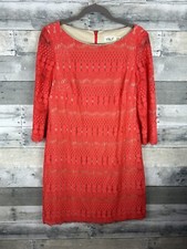 Eliza J Sz 6 Lace Overlay Fit and Flare Long Sleeve Lined Dress