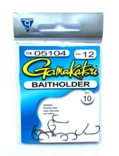 Gamakatsu 05104 Baitholder Hooks, Bronze - Size 12 - 10 Hooks/Pack - Free Ship!