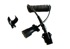 7 Way Round to 5 Way Flat Coiled Trailer Adapter w/ Trailer Clip (7') UV Coating