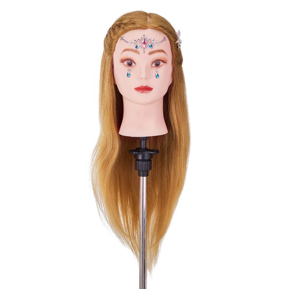 24''80% Real Human Hair Mannequin Head For Hair Training Styling  Cosmetology