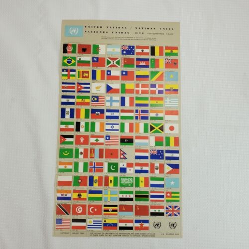 United Nations Souvenir Flag Stamp Sheet January 1963 Vintage - 第 1/10 張圖片
