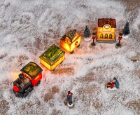 Led Weihnachts Zug Set - 10-Teilig - Winter Dorf Stadt Szene Tisch Deko Batterie