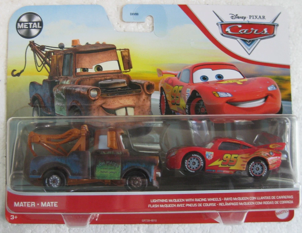 Disney PIXAR Cars 2 pack MATER & LIGHTNING McQUEEN WITH RACING WHEELS