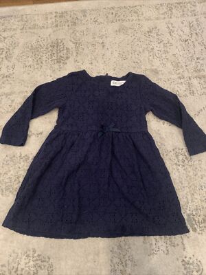 h&m blue lace dress H&M Little Dress Dark Blue Guipure Lace Illusion Dress Women's Dress Size 10 Long Sleeve