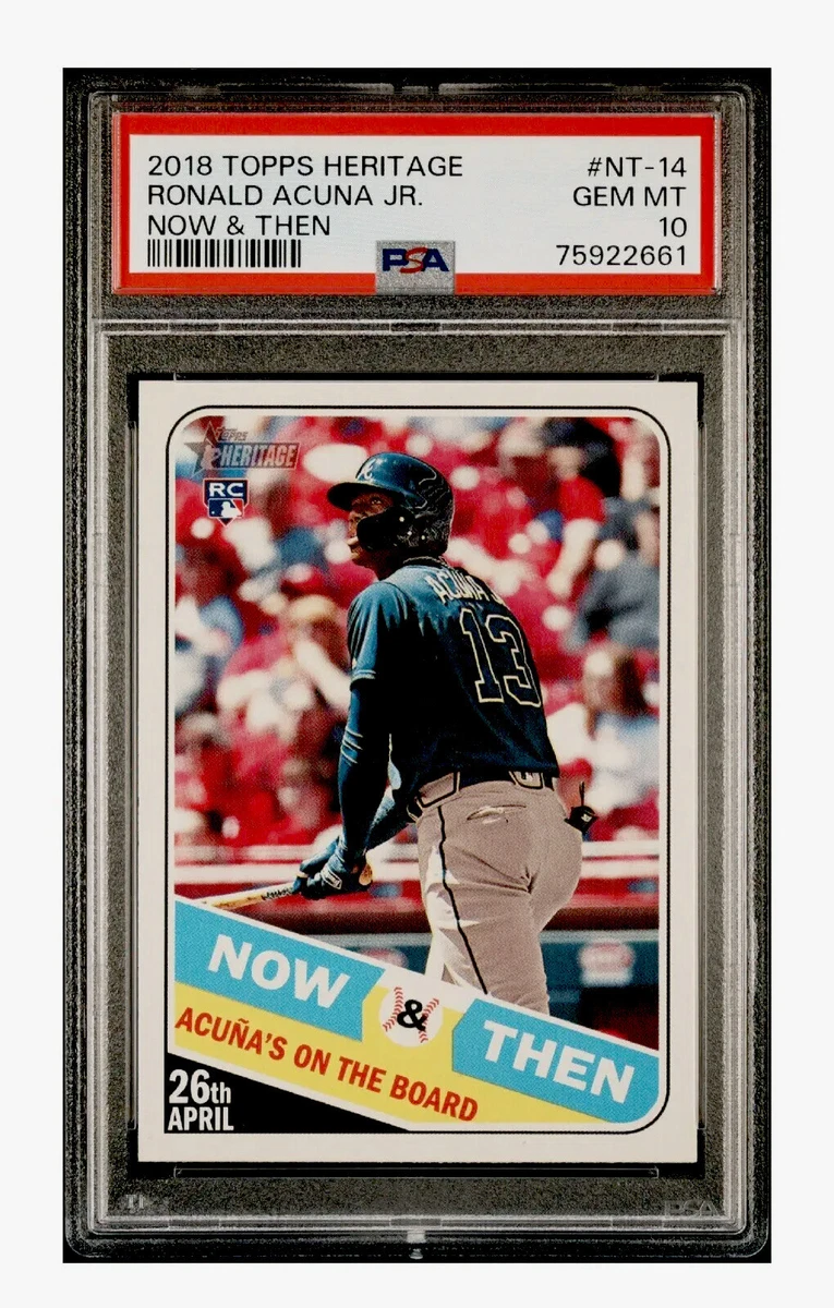 RONALD ACUNA Jr RC PSA 10 2018 Topps Heritage Now & Then Braves Rookie New  Slab