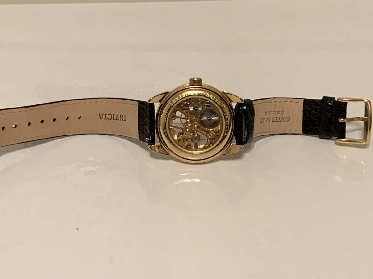 INVICTA Self Winding Watch with Snakeskin Band Invicta Vintage Gold Cobra Snake Automatic Mens 44mm Blue  main image 3