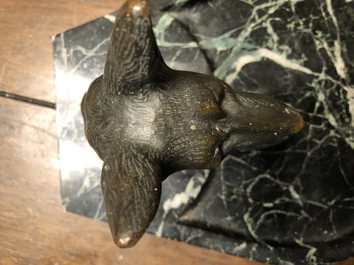 Statua vintage o antica Art Déco bronzo pastore tedesco marmo dormiente Francia * - Foto 6 di 18