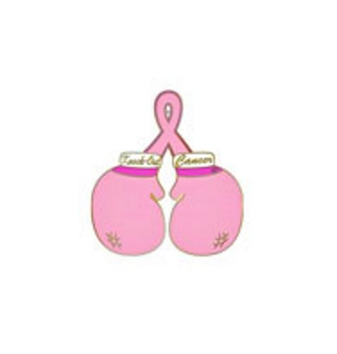 Breast Cancer Lapel Pin Pale Pink Ribbon Knock Out Cancer Boxing Glove Tac New - Picture 2 of 6