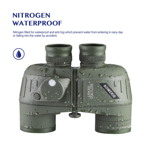 10X50 Binoculars Marine Military Telescope with Compass Rangefinder Waterproof - Picture 4 of 11