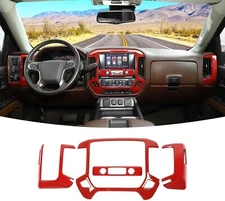 Painted Gloss Red Console Dash Panel Cover Fits 14-18 Silverado 1500 2500 3500