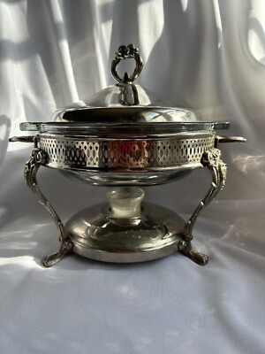 Vintage Silver Chafing Warmer Dish Serving Tray