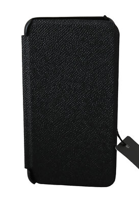DOLCE & GABBANA Phone Case Front Cover Black Patterned Leather iPhone7 Plus $300