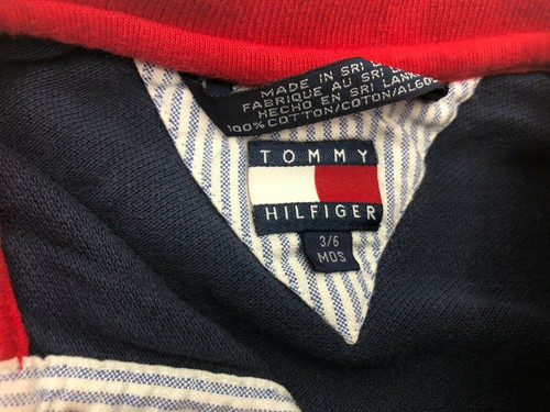Vintage 1 Piece Tommy Hilfiger Infant 3-6 Months Blue Red Collar Baby Bodysuit - Picture 4 of 7