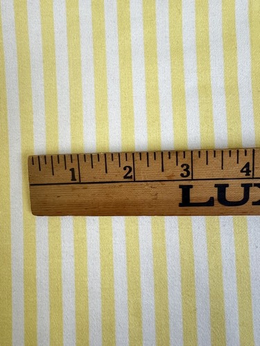 Yellow And White Stripe Fabric Decorator Weight 21" x 55" Cotton Remnant Sewiing - Picture 3 of 4