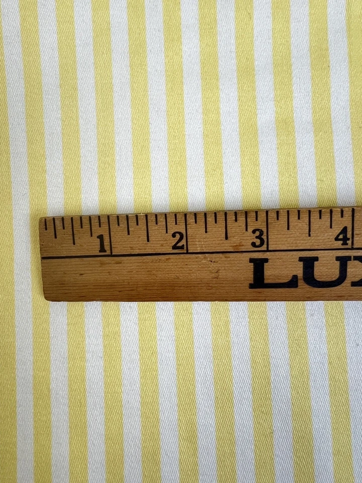 Yellow And White Stripe Fabric Decorator Weight 21" x 55" Cotton Remnant Sewiing - Image 3 of 4