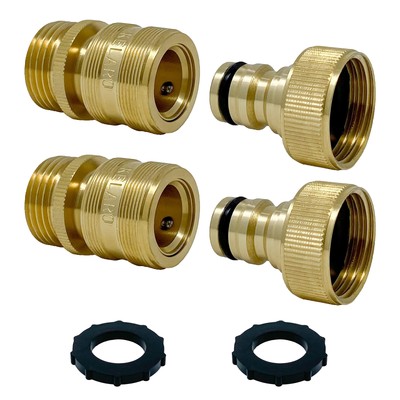 2PCS 3/4'' Solid Brass Garden Hose Quick Connect Fittings No-Leak Design