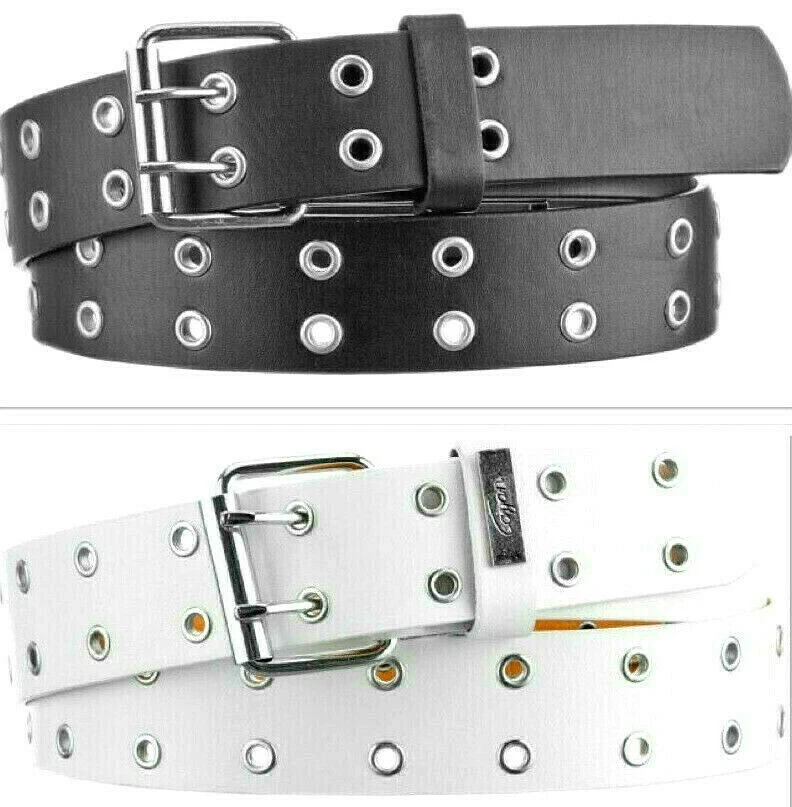 DESIGN BY ITALY ✅Echt 2-Loch Nieten Gürtel Damen Herren Jeans Leder 4 cm Breit Ösen Schnalle ✅