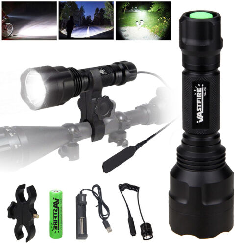 White Hunting LED Weapon Flashlight Light Rifle Gun Switch Torch Lamp Waterproof - Picture 1 of 11