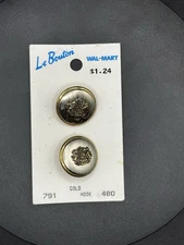 Vintage Le Bouton 7/8” (22MM) Hook Button - Silver And Gold Crest 791 480