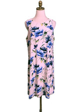 Lauren Ralph Lauren Trapeze Shift Dress Size 16 Pale Pink Vibrant Blue Floral