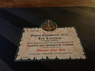 01 ETIQUETTE GEVREY 1972 LES CAZETIERS DOMAINE CLAIR DAU DÉCOLLÉE