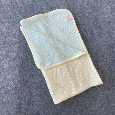 Gymboree VTG aqua 2-ply  ducks veggies cotton baby receiving blanket rainbow tag