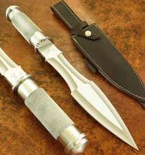 CUSTOM HANDMADE TOOL STEEL HOLLOW HANDLE HUNTING DAGGER BOWIE KNIFE W/SHEATH