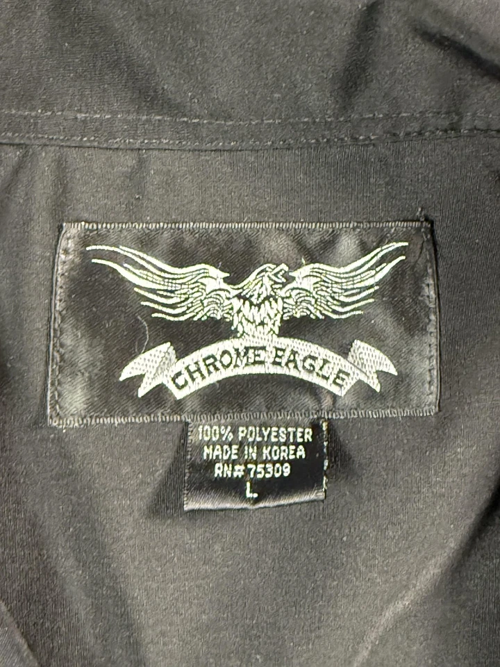 Camisa Cromo Águila Para Hombre Grande Negra Azul Bowling Llama Bordada Rockabilly Foto 4 de 4