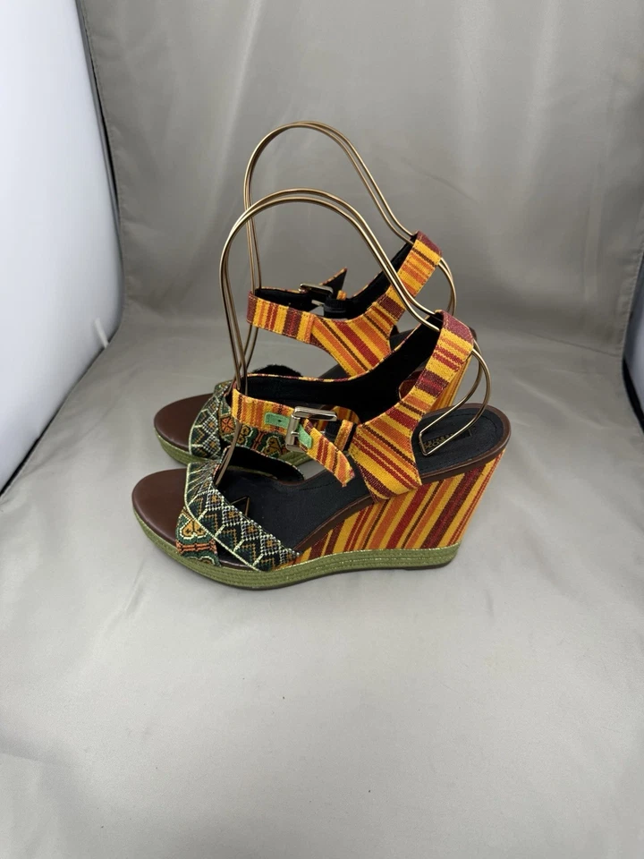 Sandalias Geox Cuña Multicolor Naranja Estilo Bohemio Talla 41 Foto 4 de 4