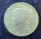 1944 Mercury Dime, silver, INV:2213, Combined shipping