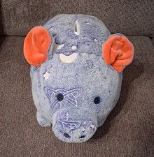 Gray Plush Pig Piggy Bank Stuffed Animal Coin Slot Top, Animals Theme 16" X 10"