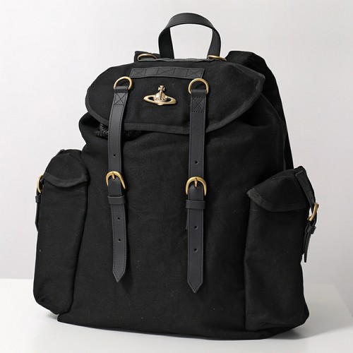 Vivienne Westwood Backpack Women's Canvas Rucksack Bag Metal Orb Bag N401/BLACK - Picture 7 of 9