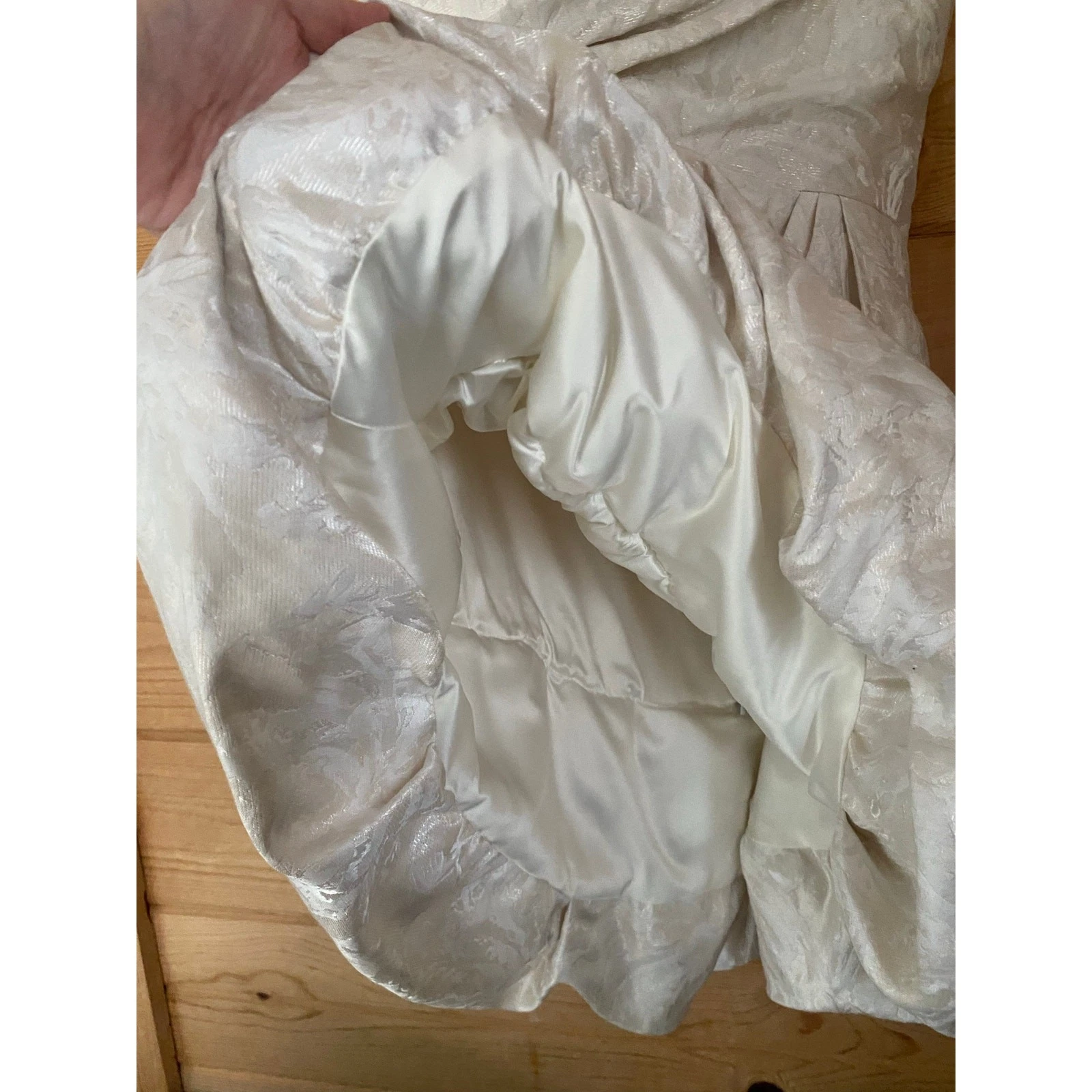 OFF WHITE Mini abito senza spalline Monique Lhullier jacquard bianco sporco con tasche taglia 4