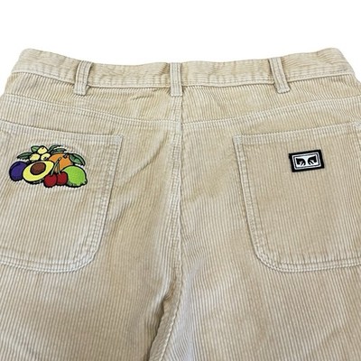 Obey Pants Mens 34 Fruit Corduroy Tan Double Knee Pockets Skate