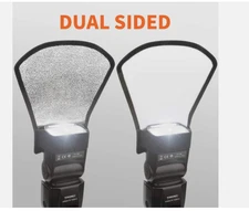 2 Pcs Flash Diffuser Reflector 2-Sided Bounce Reflector & Elastic Strap Silver