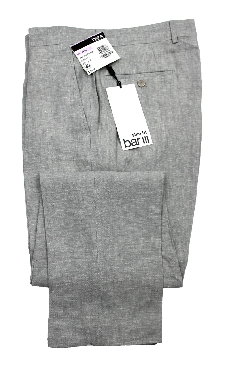 slim fit dress slacks Italian Zod Light Gray Linen Pants