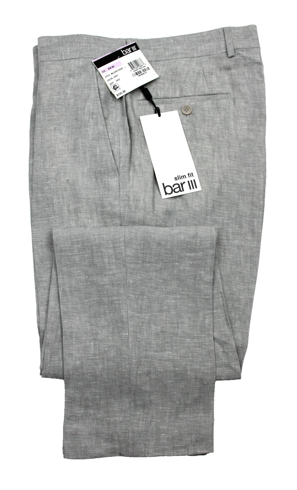 Bar III Dress Pants Mens 32x30 Gray Linen Slim Fit Flat Front Summer Lightweight
Opens in a new wind