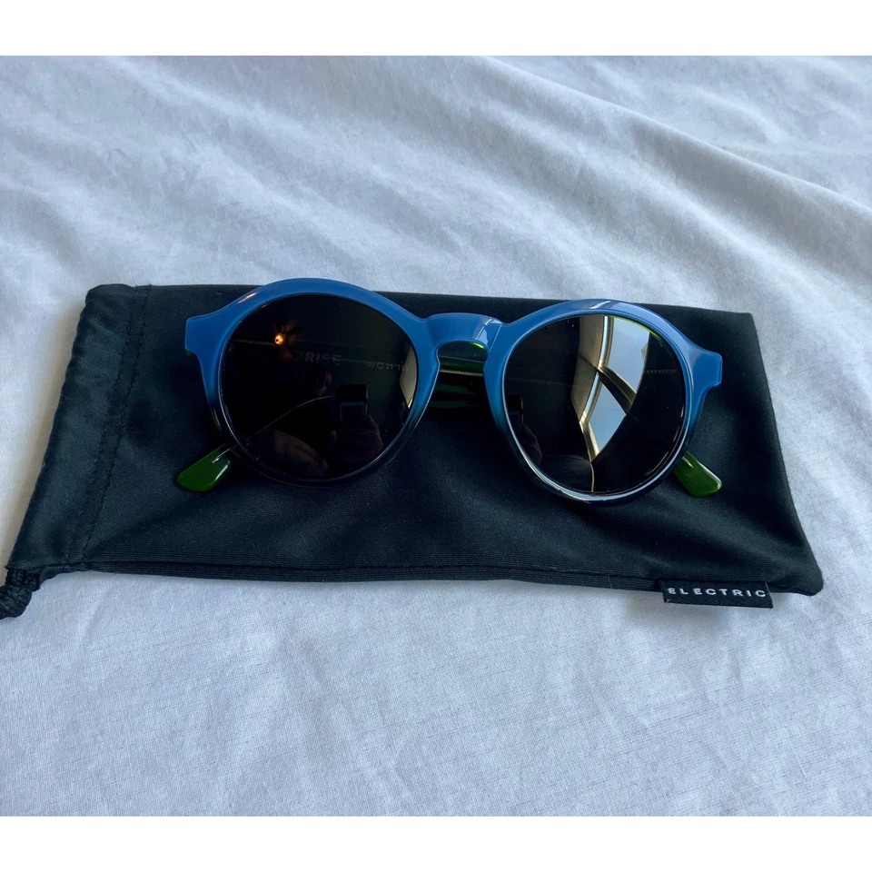 Gafas de sol eléctricas Reprise azules verdes redondas de diseñador gafas de moda Foto 2 de 4