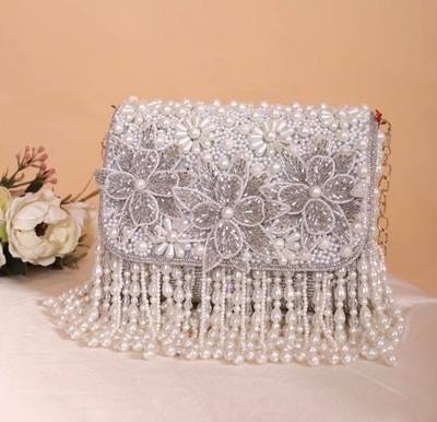 Luxury Pearl Beaded Clutch Bag Bridal Wedding Evening Purse for Women Bridesmaid
