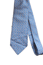 Vintage 80's Robert Talbott Wide Italian Madder Medallion Blue Silk Tie - 72