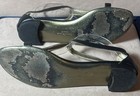 Salvatore Ferragamo Black T-strap Sandals Sz 9.5B Gold Buckle And Accents  — photo 10