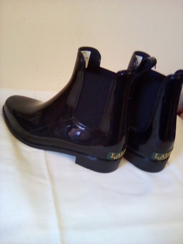 Lauren Ralph Lauren Tally Short Rubber Ankle Rain Boots Black Womens Size 6B - Picture 5 of 7
