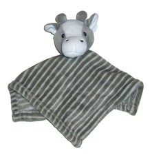 Lila  Jack Giraffe Baby Blanket Gray White Stripe Soft Plush Security 11x12"