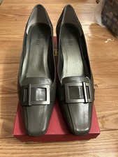 Vintage Vaneli Women's Risk Grey Calf Leather Pumps 10 N