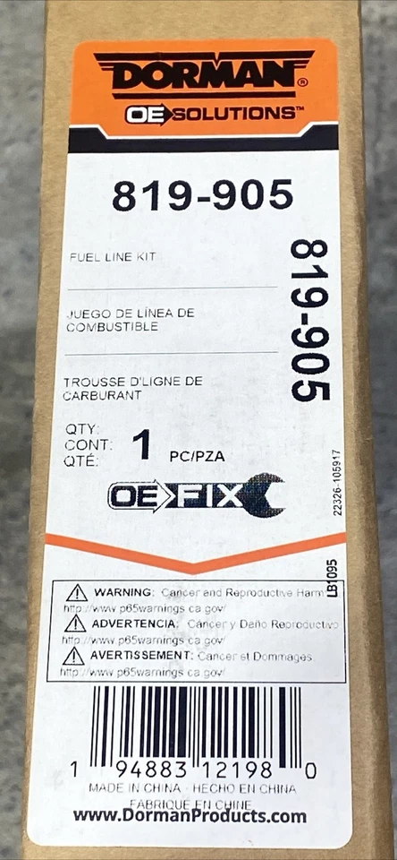819 - 905 燃油线燃气套件适用于雪佛兰 Impala 06 - 11 快速修复燃料套件 全新 — 第 2/4 张图片