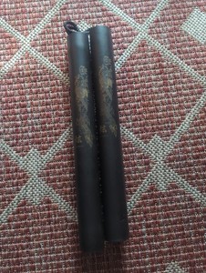 Foam Nunchaku - Gold Dragon Design with Nylon String. Plus Head Band.